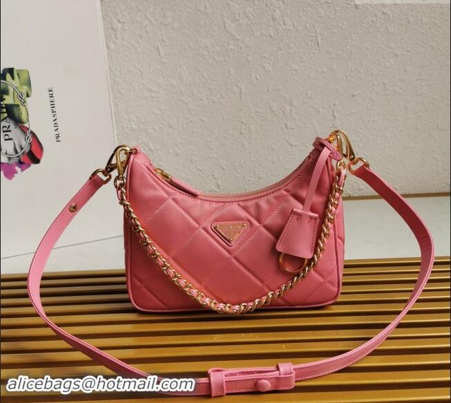 Top Quality Prada Re-Edition Quilted Nylon Hobo mini bag 1BC204 Pink 2023