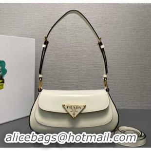 Fashion Discount Prada Brushed leather shoulder bag 1BD345 White 2023