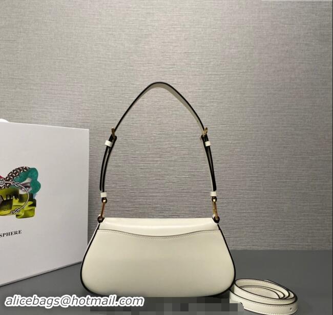 Fashion Discount Prada Brushed leather shoulder bag 1BD345 White 2023