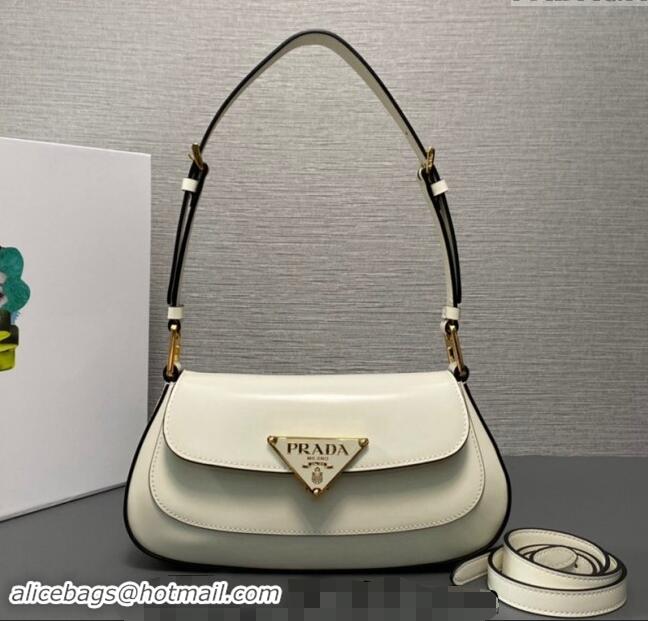 Fashion Discount Prada Brushed leather shoulder bag 1BD345 White 2023