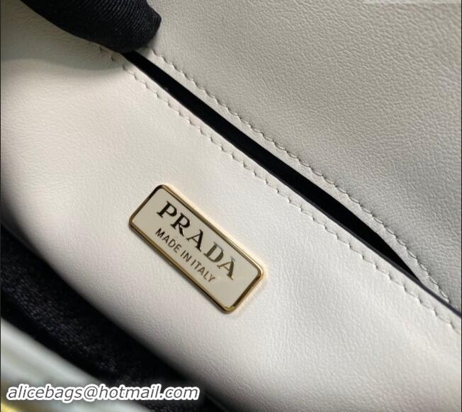 Fashion Discount Prada Brushed leather shoulder bag 1BD345 White 2023