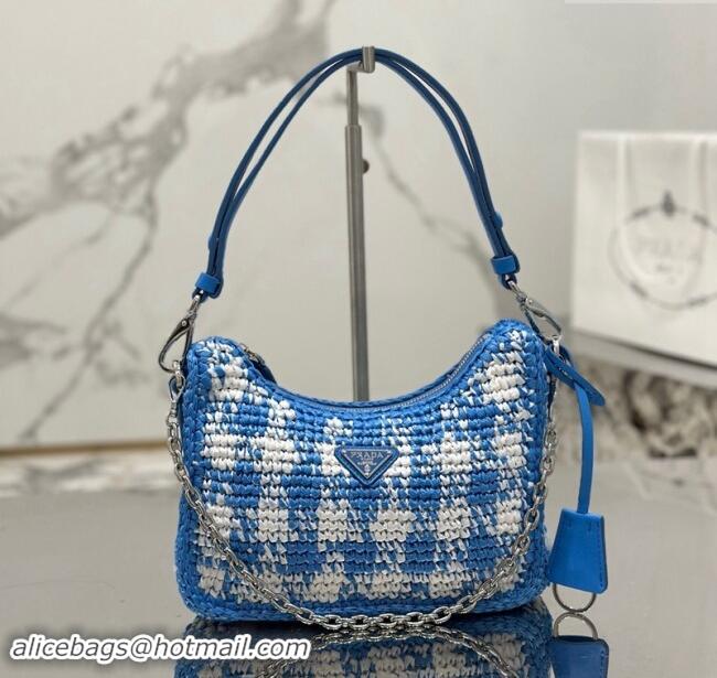 Well Crafted Prada Re-edition crochet mini-bag 1BC204 Light Blue 2023