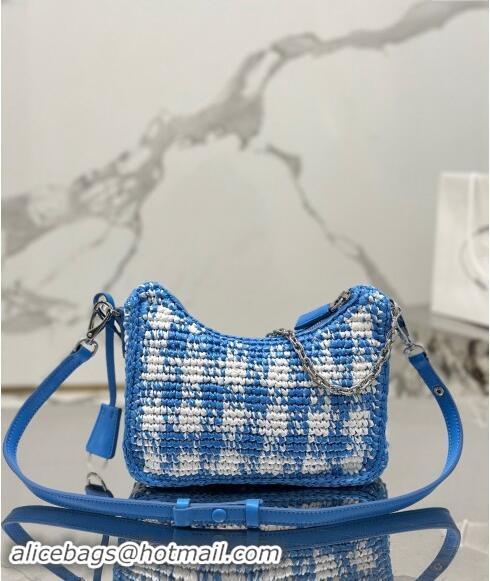 Well Crafted Prada Re-edition crochet mini-bag 1BC204 Light Blue 2023