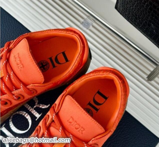 Buy Luxury Dior DIOR AND STONE ISLAND Low-top Sneakers in Oblique Satin Orange 930054