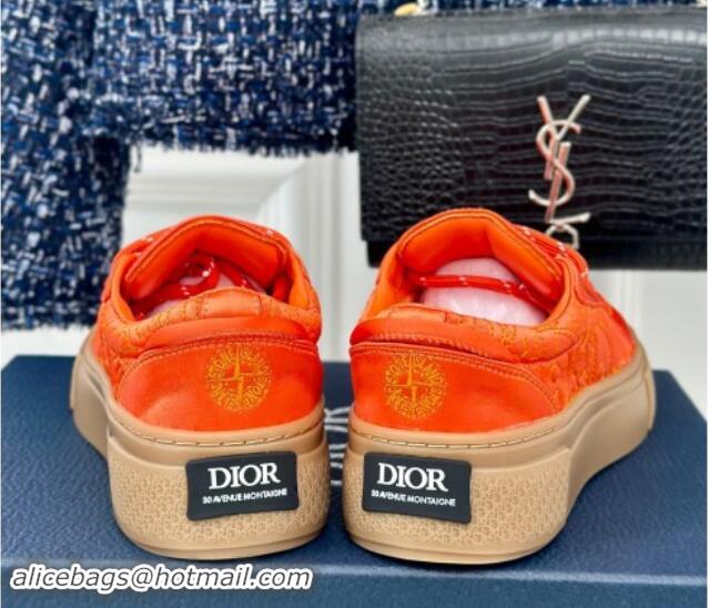 Buy Luxury Dior DIOR AND STONE ISLAND Low-top Sneakers in Oblique Satin Orange 930054