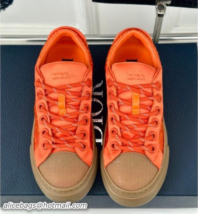 Buy Luxury Dior DIOR AND STONE ISLAND Low-top Sneakers in Oblique Satin Orange 930054