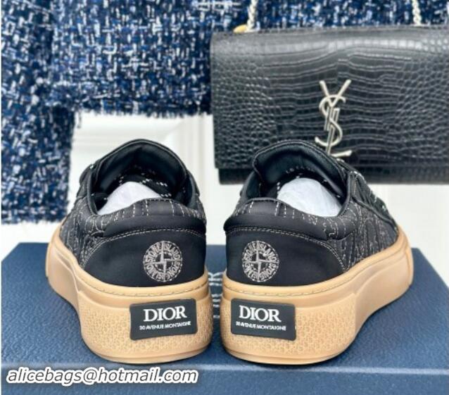 Grade Quality Dior DIOR AND STONE ISLAND Low-top Sneakers in Oblique Satin Black 930056