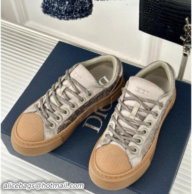 Best Product Dior DIOR AND STONE ISLAND Low-top Sneakers in Oblique Satin Dusty Beige 930058