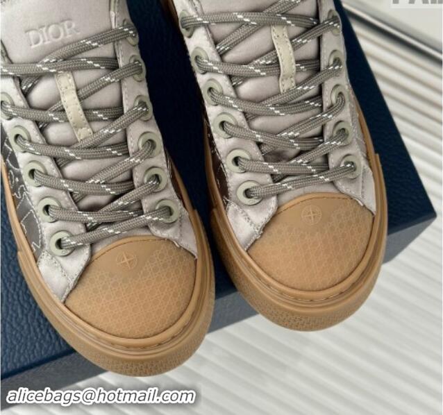 Best Product Dior DIOR AND STONE ISLAND Low-top Sneakers in Oblique Satin Dusty Beige 930058