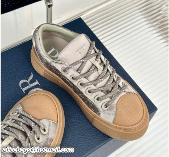 Best Product Dior DIOR AND STONE ISLAND Low-top Sneakers in Oblique Satin Dusty Beige 930058