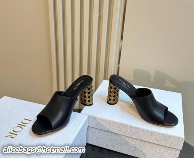 Good Product Dior Icon Heeled Slides Sandal 9.5cm in Calfskin Black 930059