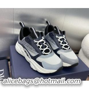 Top Design Dior Men's Homme Sneakers B22 in Leather and Mesh Deep Blue/Grey 930063