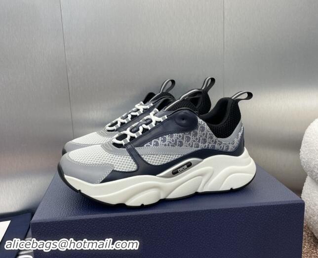 Top Design Dior Men's Homme Sneakers B22 in Leather and Mesh Deep Blue/Grey 930063