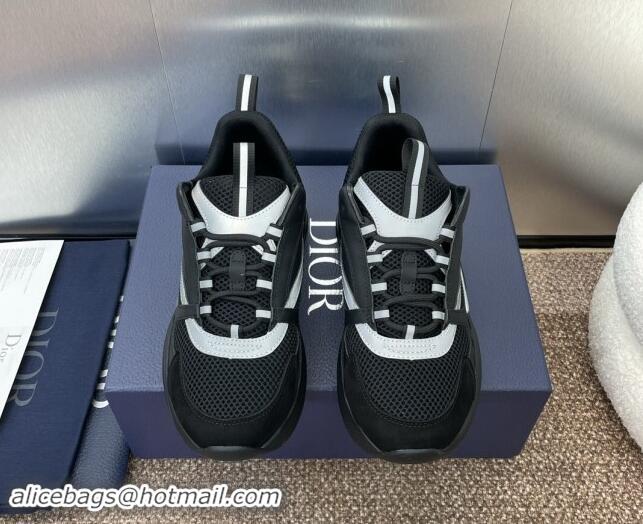 Charming Dior Men's Homme Sneakers B22 in Leather and Mesh Black/Grey 930068