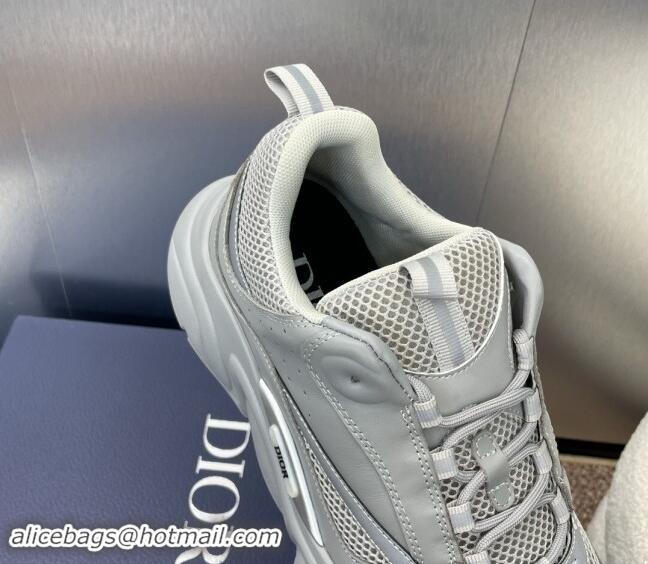 Shop Duplicate Dior Men's Homme Sneakers B22 in Leather and Mesh Grey/Silver 930069