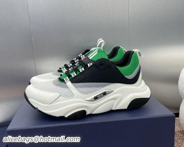 Stylish Dior Men's Homme Sneakers B22 in Leather and Mesh White/Black/Green 930072