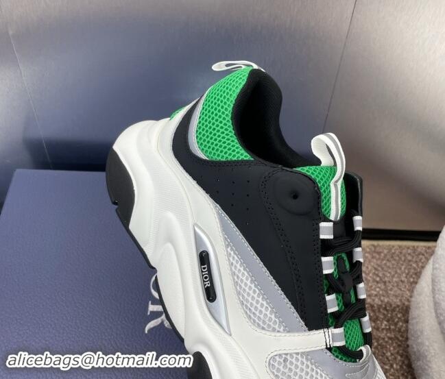 Stylish Dior Men's Homme Sneakers B22 in Leather and Mesh White/Black/Green 930072