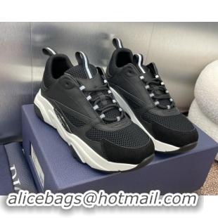 Stylish Dior Men's Homme Sneakers B22 in Leather and Mesh Black 930073