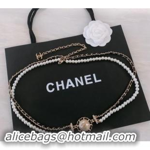 Top Grade Chanel Pearls Chain Belt 072904 Black 2024