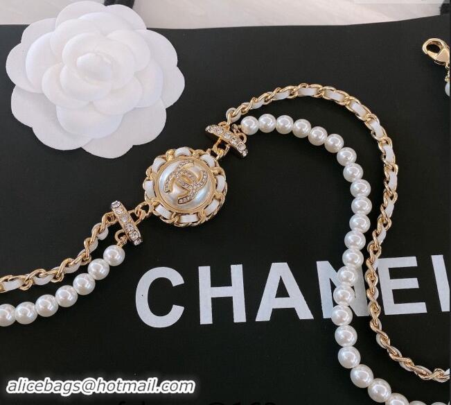 Reasonable Price Chanel Pearls Chain Belt 072904 White 2024