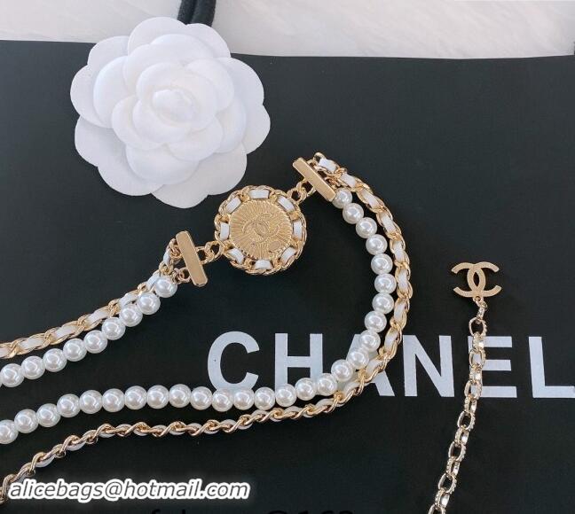 Reasonable Price Chanel Pearls Chain Belt 072904 White 2024