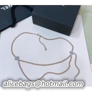 Free Shipping Chanel Strass Heart Chain Belt 072916 2024