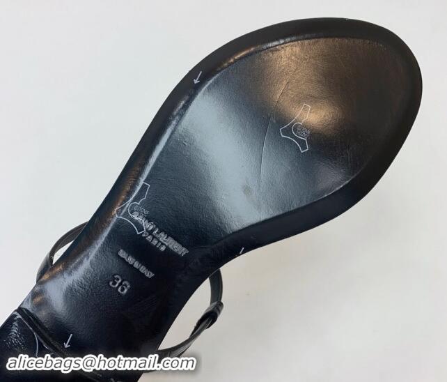 Good Product Saint Laurent YSL Flat Thong Sandals in Black Stone Embossed Leather 506119