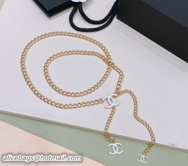 Luxury Discount Chanel Chain Belt with CC 072922 White 2024