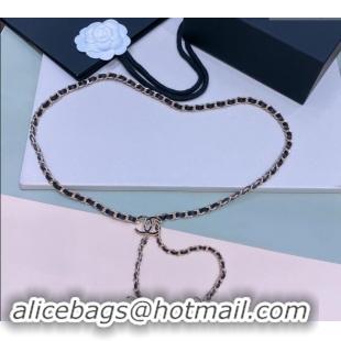 Luxury Cheap Chanel Leather Chain Belt with CC 072923 Black 2024