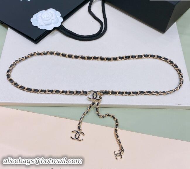 Luxury Cheap Chanel Leather Chain Belt with CC 072923 Black 2024