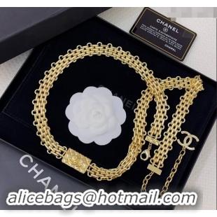 Luxury Classic Chanel Wide Chain Belt with Bag 0729 Gold 2024