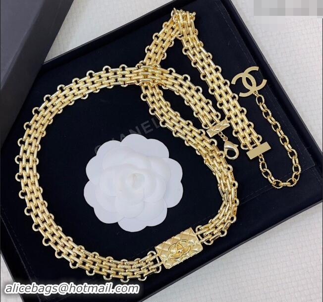 Luxury Classic Chanel Wide Chain Belt with Bag 0729 Gold 2024