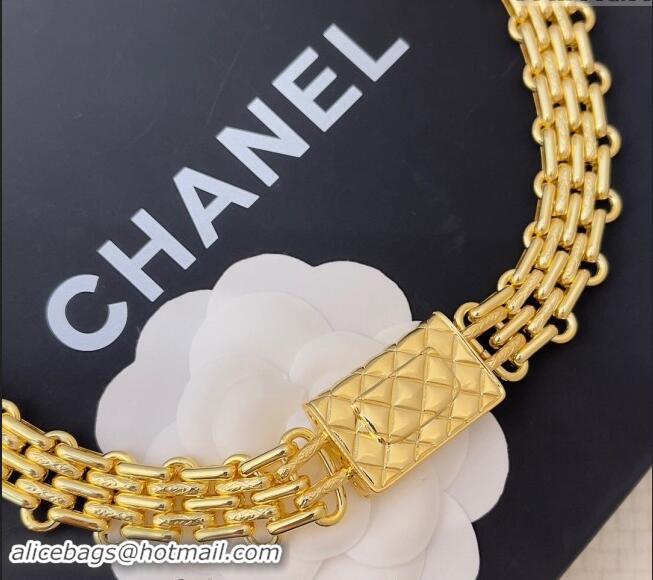 Luxury Classic Chanel Wide Chain Belt with Bag 0729 Gold 2024