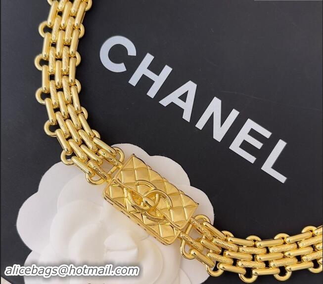 Luxury Classic Chanel Wide Chain Belt with Bag 0729 Gold 2024