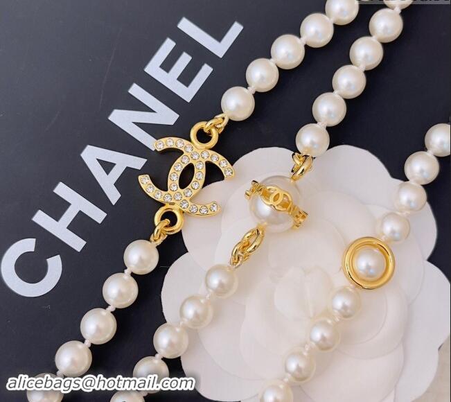 Best Price Chanel Pearls Chain Belt with CC 072924 2024