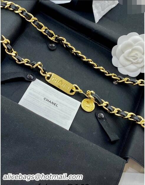 Famous Brand Chanel Chain and Leather Belt 0820 Gold/Black 2024