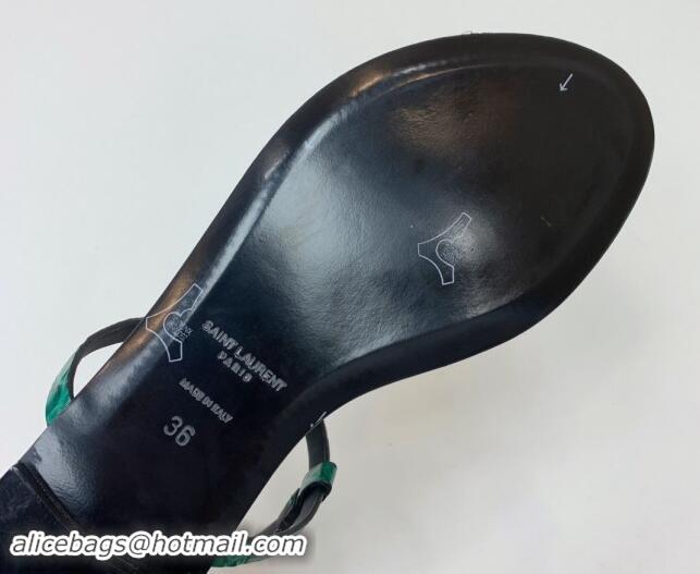 1:1 aaaaa Saint Laurent YSL Flat Thong Sandals in Green Stone Embossed Leather 506120