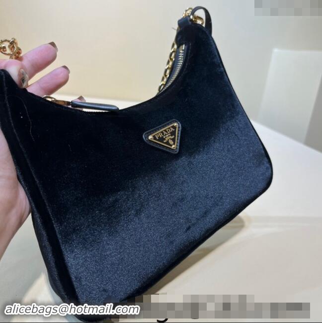 Good Product Prada Velvet mini-bag 1BC204 Black 2023