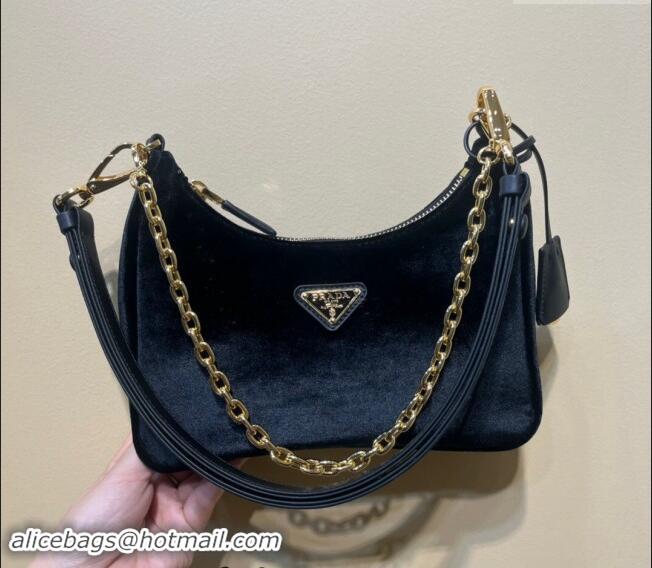 Good Product Prada Velvet mini-bag 1BC204 Black 2023