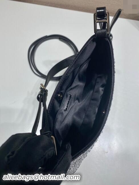 Famous Brand Prada Cleo Satin Bag with Crystals 1BC169 Black 2023