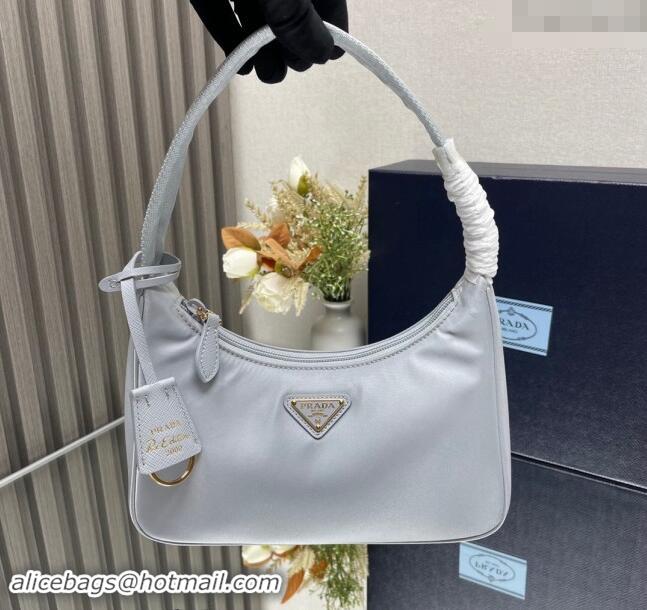 Buy Cheapest Prada Re-Nylon Prada Re-Edition 2000 mini-bag 1NE515 Light Grey 2023 NEW