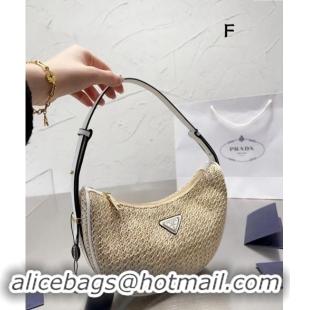 Luxury Cheap Prada Straw Hobo Bag 0618 White 2024