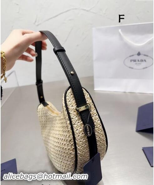 Well Crafted Prada Straw Hobo Bag 0618 Black 2024