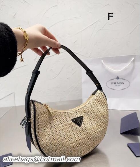 Well Crafted Prada Straw Hobo Bag 0618 Black 2024