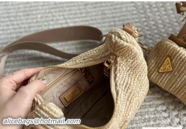 Reasonable Price Prada Straw Hobo Bag 0709 Khaki 2024