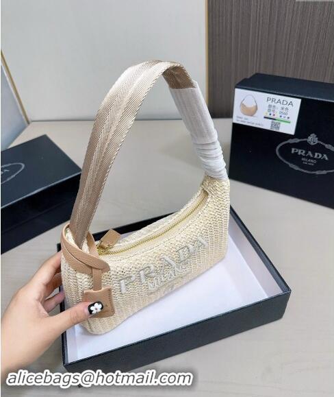 Top Design Prada Straw Hobo Bag 072902 Beige 2024