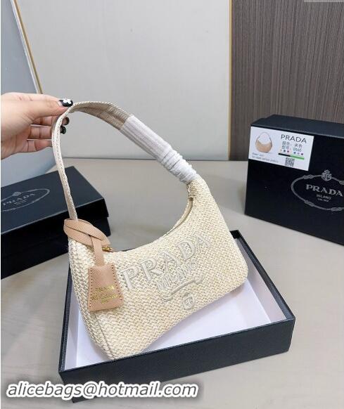 Top Design Prada Straw Hobo Bag 072902 Beige 2024