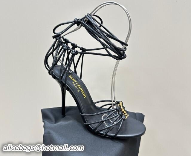 Best Grade Saint Laurent BABYLONE Sandals in Smooth Leather 10.5cm Heel Black 082922