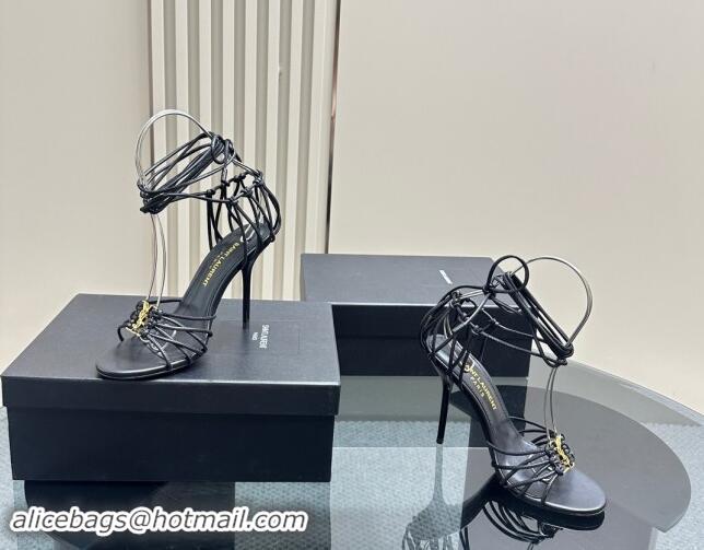 Best Grade Saint Laurent BABYLONE Sandals in Smooth Leather 10.5cm Heel Black 082922