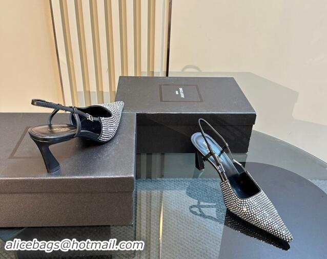 Perfect Saint Laurent Slingback Pumps 7cm in Strass and Satin Silver 009112